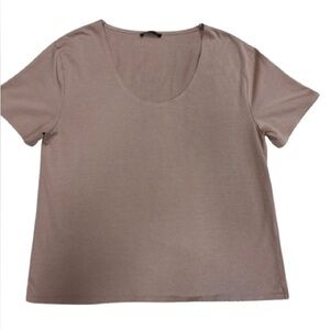 ZARA Soft Touch Scoop Neck Camel Short Sleeve Top Size Large